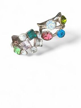 Multicolor Crystal Cluster 2 Ring Bundle - Women Jewelry